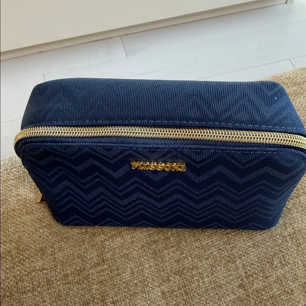 Missoni Blue Chevron Zip Cosmetic Case